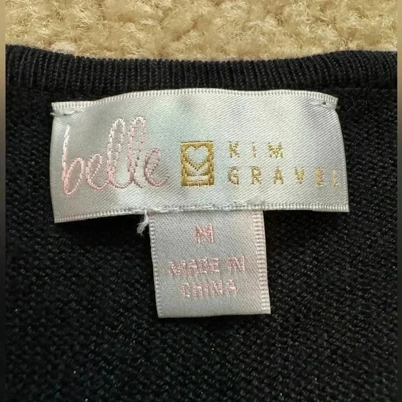 Belle by Kim Gravel Lurex Tank Black Sparkle Sz Med A390262 Holiday Goth Dark - Picture 3 of 10